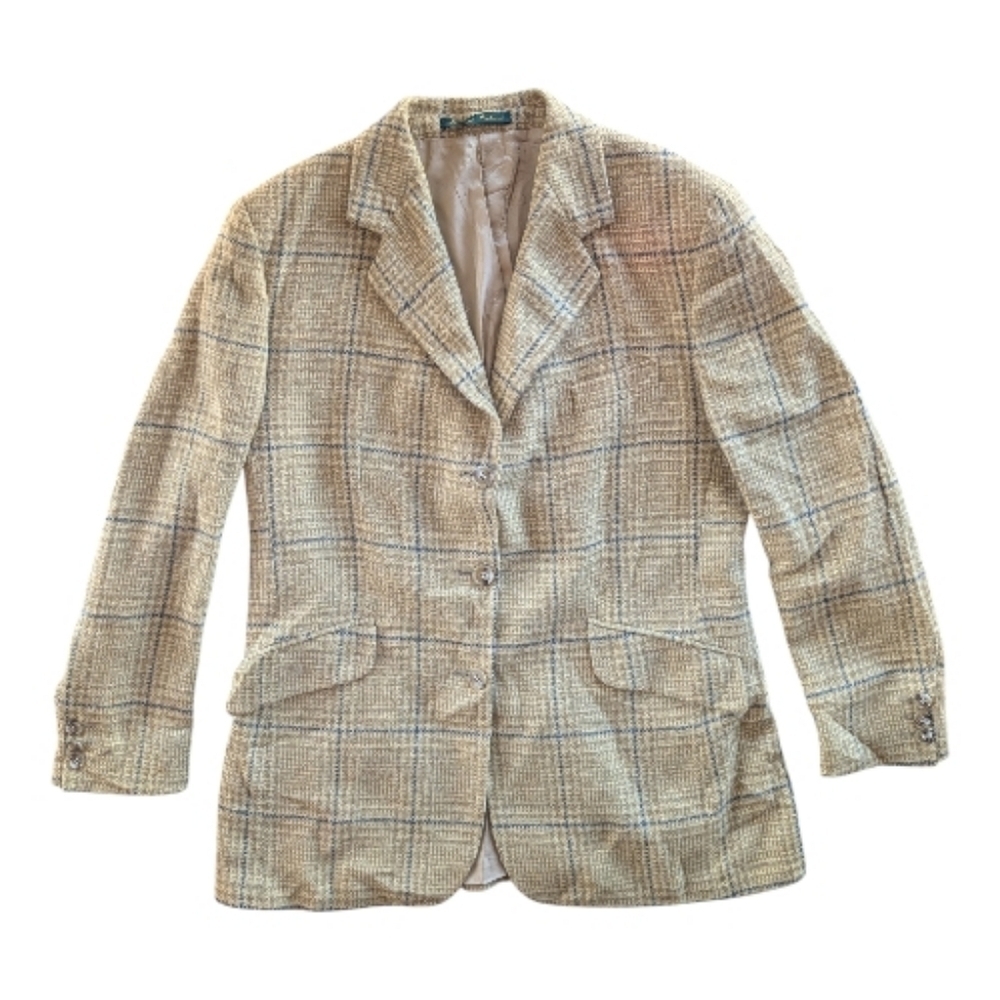 Vintage Magee Donegal Mist Irish Tweed Plaid Blazer Wool Cashmere Womens 10